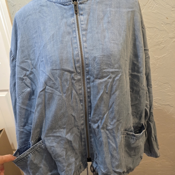 Who What Wear Chambray Denim Bomber Jacket - Picture 6 of 6